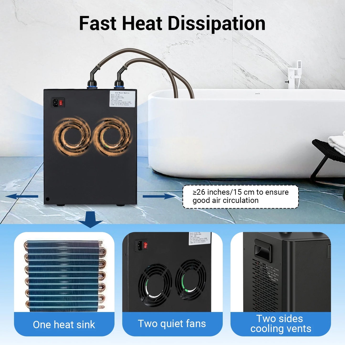 Ecojoy Aquarium Water Chiller 75GAL 1/3HP Fish Tank Chiller, 300L Cooling System with Quiet Design Compressor Refrigeration