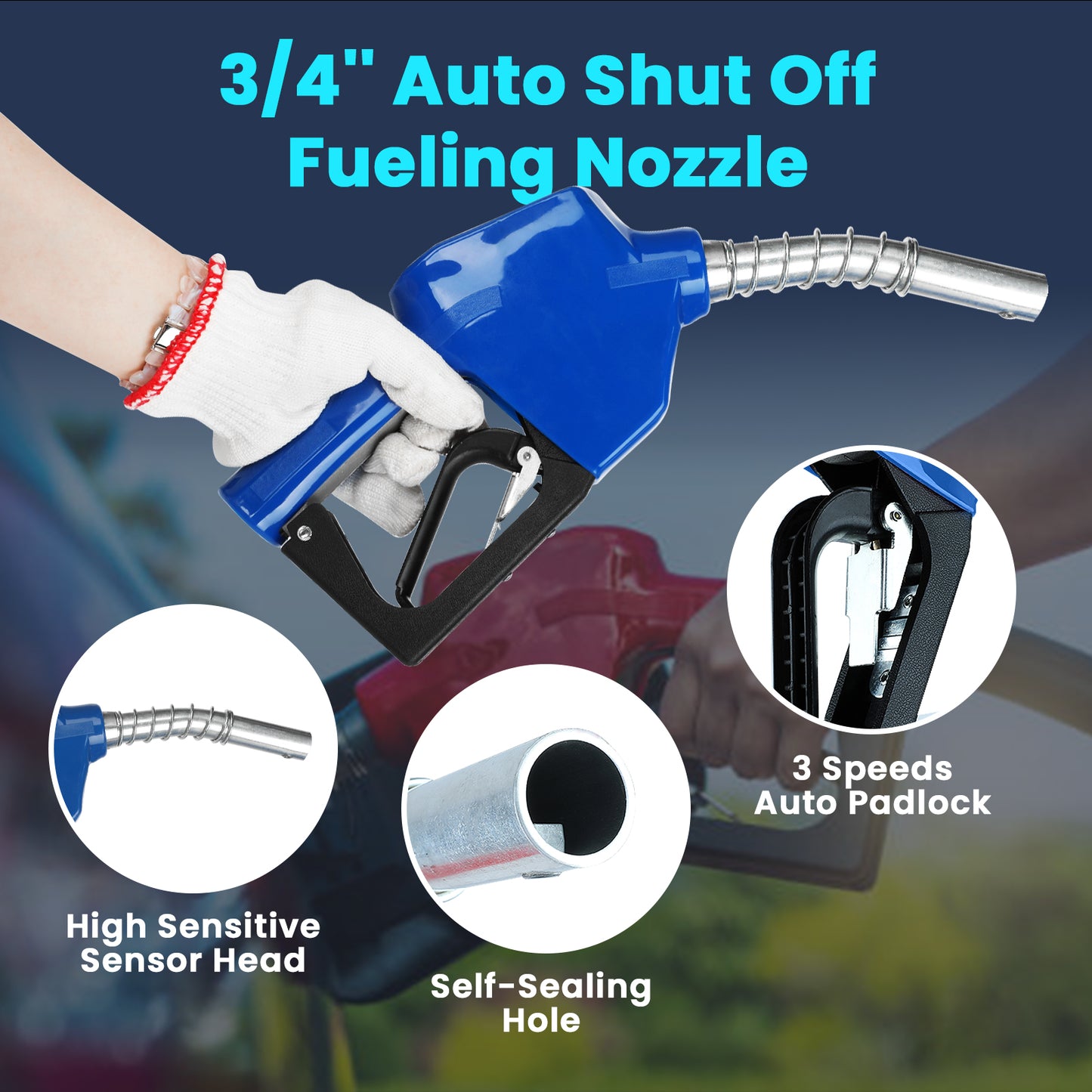 Retractable Fuel Hose Reel with Refueling Nozzle Gun, 3/4" x 50ft Spring Driven Diesel Hose Reel 300 PSI Industrial Auto Swivel Heavy Duty Steel Construction Reel for Ship Vehicle Tank Truck