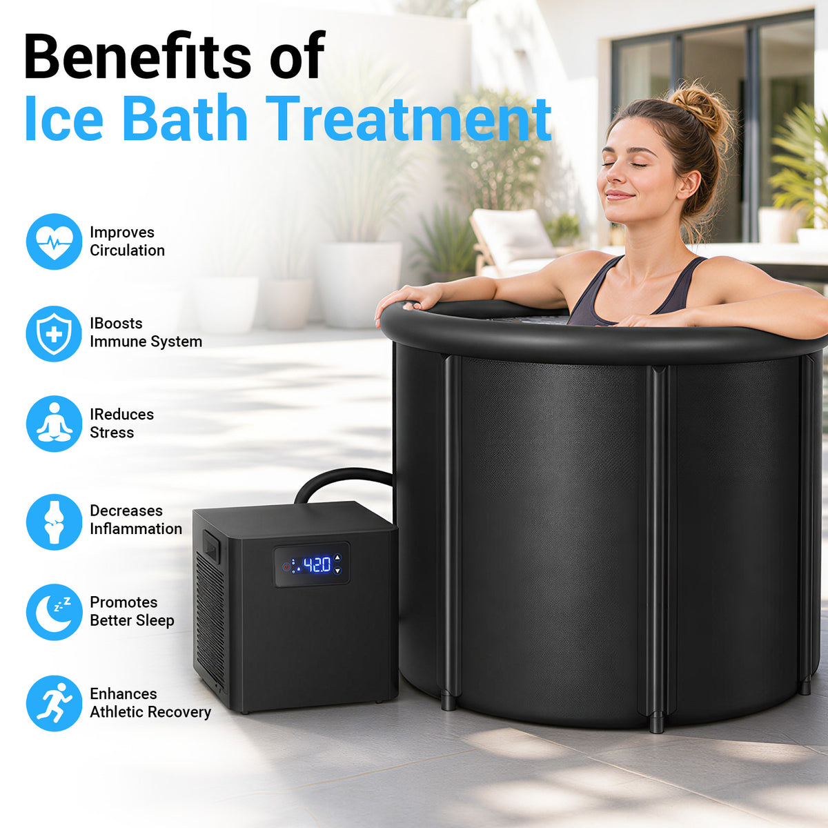 Ecojoy Aquarium Chiller, 1/3 HP Ice Bath Cold Plunge Chiller with Filter and Water Pump, Water Chiller for for Axolotl & Tubs