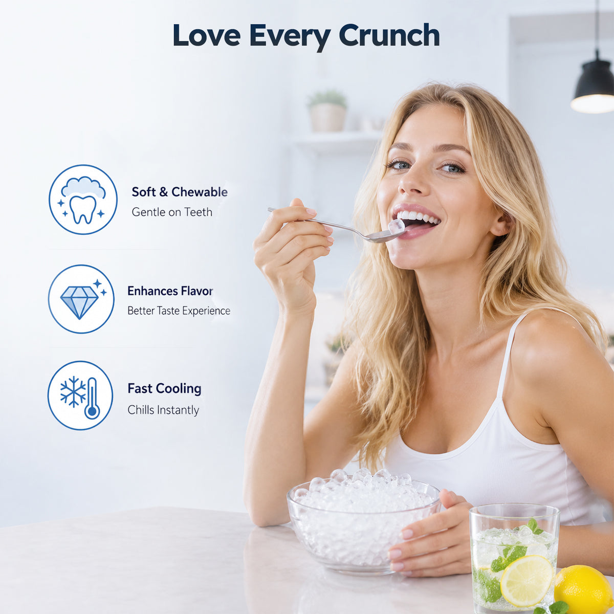 Ecojoy Nugget Ice Maker 66 Lbs/24H Under Counter Ice Machine 2-Drawer Ice Baskets, Built-in or Freestanding, Auto-Cleaning Function, Full Stainless Steel Finish, for Home Bar Cafe Kitchens