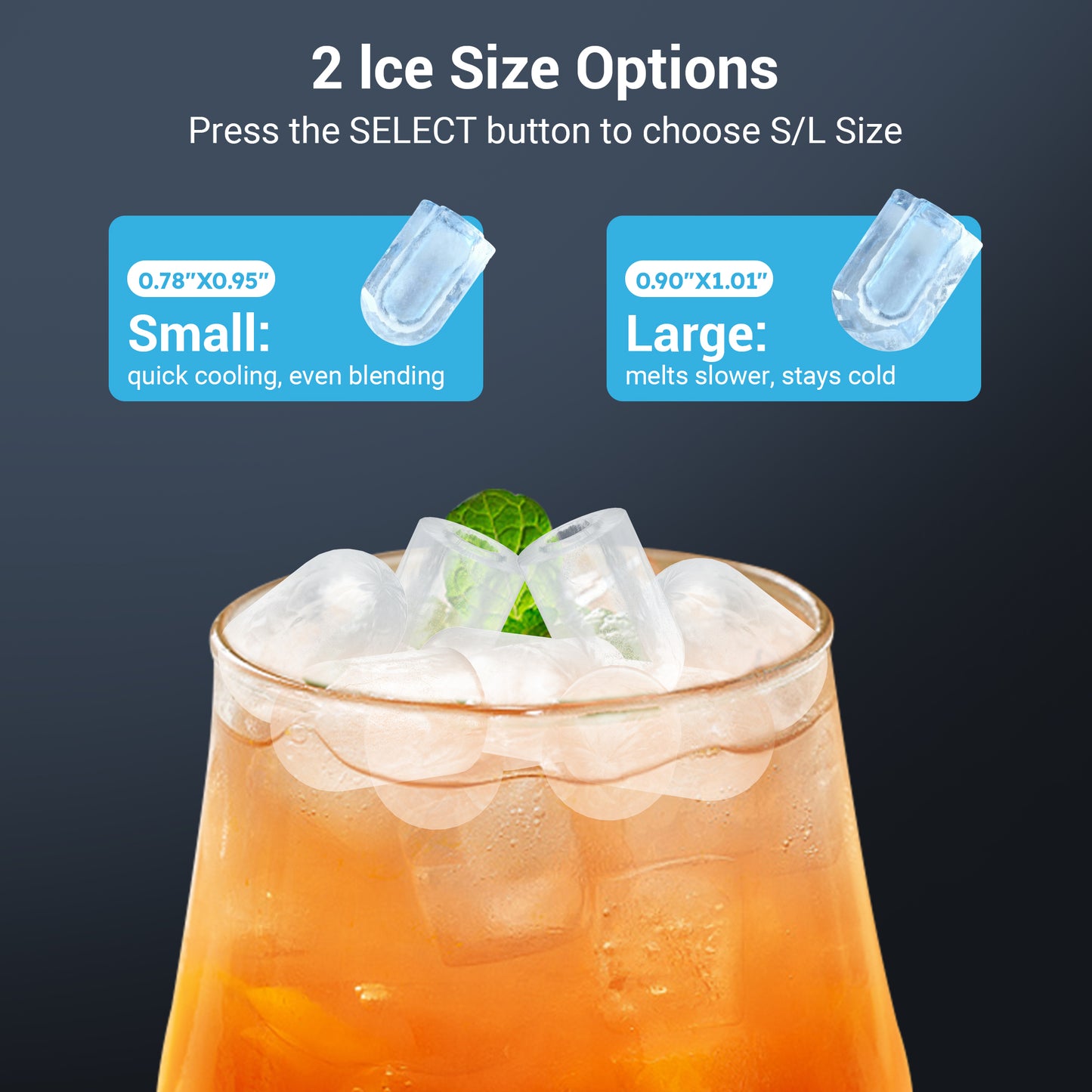 Ecojoy Countertop Ice Maker with Handle,Portable Ice Machine with Basket and Scoop, 8 Bullet Ice In 6 Mins, 26Lbs/24H, Self-Cleaning