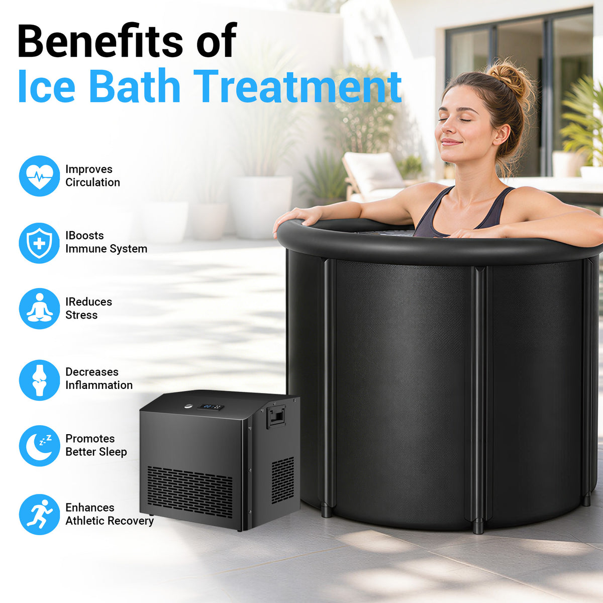 Ecojoy 1/2 HP Cold Plunge Chiller for Ice Bath Tub | Smart WiFi Control, Built-in Water Pump, Quiet Operation, Fast Cooling & Cold Therapy Recovery