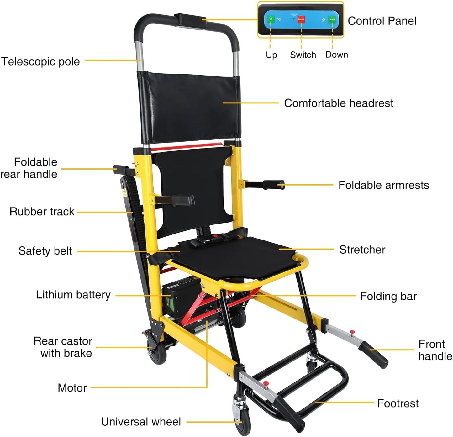 Ecojoy Portable Electric Chair, Track Climbing Wheelchair, Assist Stair Chair Electric Wheelchair, 440 lb Limit