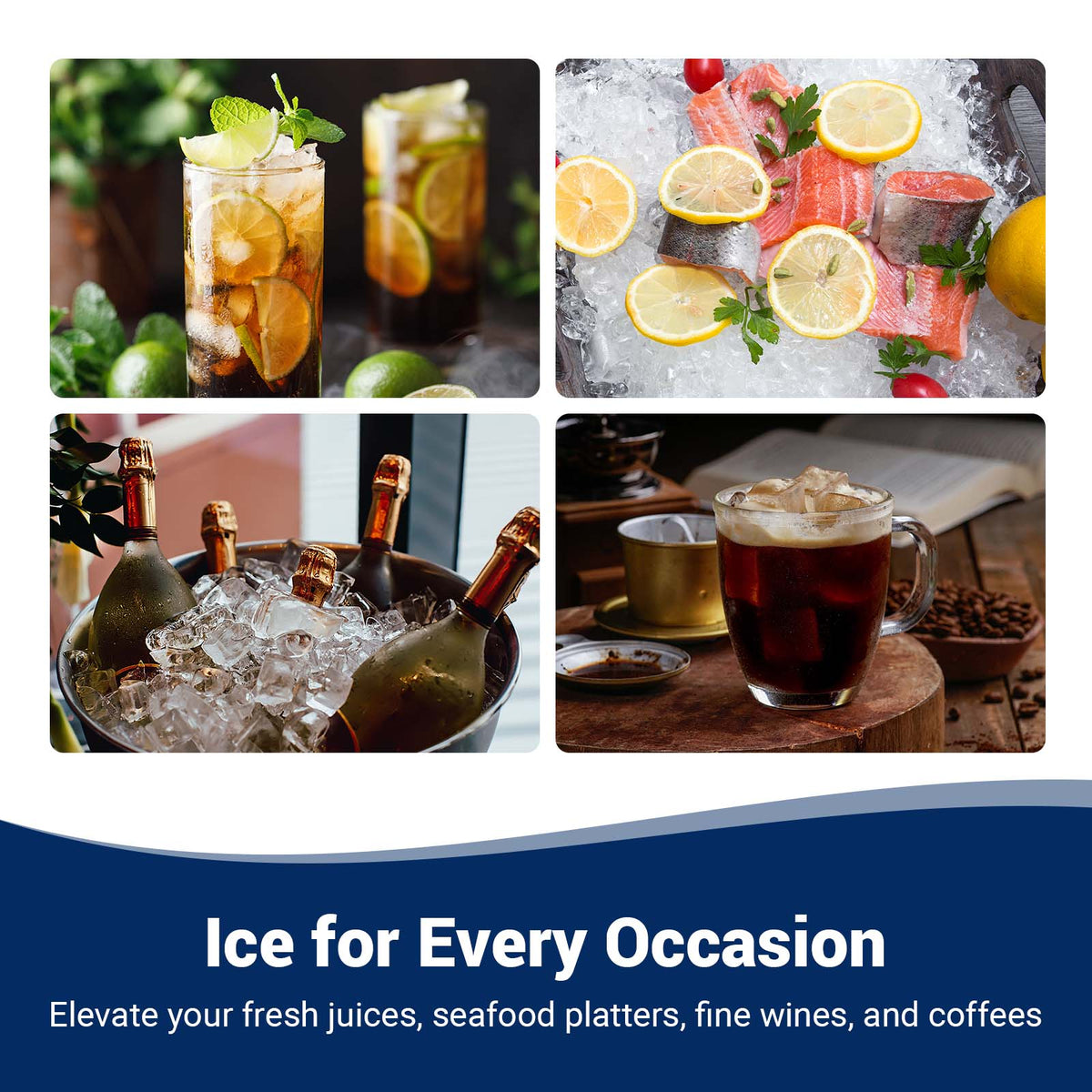 Ecojoy Countertop Chewable Nugget Ice Maker with 33lbs Daily Output, Quiet Operation & Portable Design for Home/Office Use