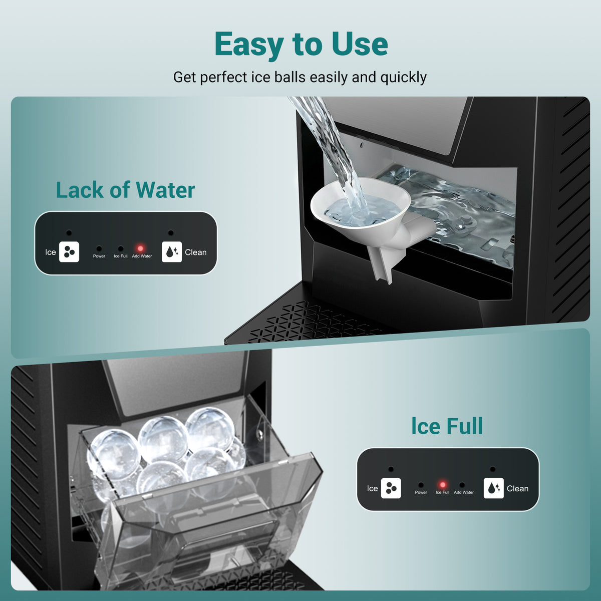 Ecojoy Ice Ball Maker, 2-Inch Clear Sphere Ice Maker, 100 PCS/Day Automatic Cleaning, Slow Melting Ice, Double Insulation, Countertop Design, Whiskey & Cocktails