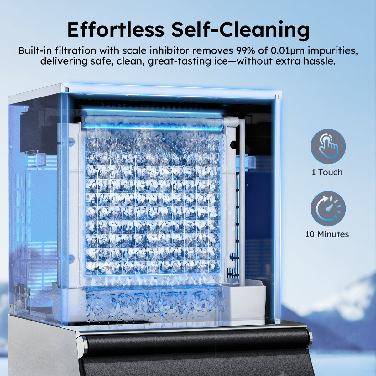 Ecojoy 550 lbs/24H Commercial Ice Maker Machine with 400 lbs Storage Bin, Self-Cleaning Mode, Built-In Water Filter, 30-Level Ice Thickness Control for Restaurant, Bar, Hotel and Industrial Use