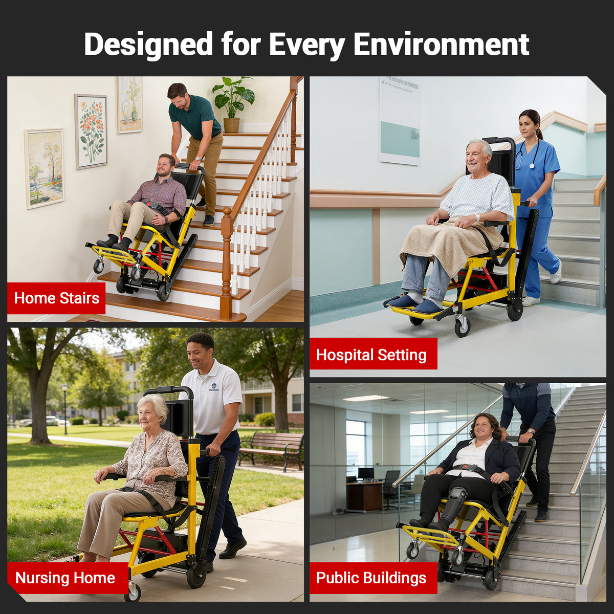 Ecojoy Portable Electric Chair - 440lbs Load Stair Climbing Wheelchair with Adjustable Backrest & Arms - Heavy Duty Assist Track Stair Chair for Adults Seniors