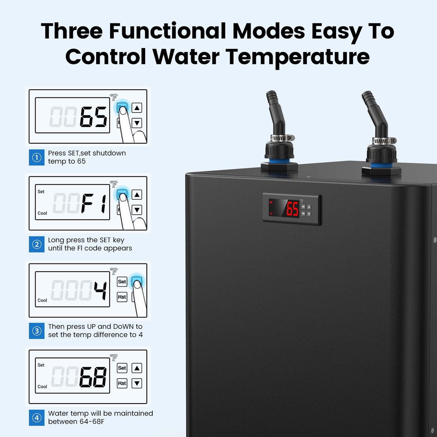Ecojoy Aquarium Chiller,132gal 500L, 1/2 HP Aquarium Water Chiller for axolotl,Hydroponic System,ice bath