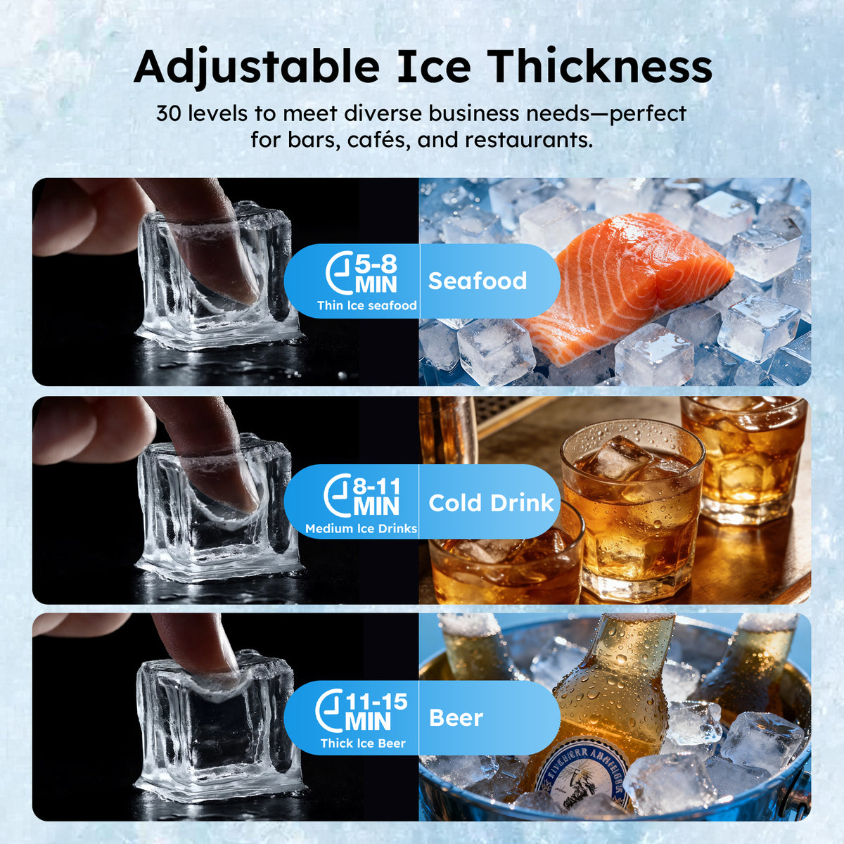 Ecojoy 550 lbs/24H Commercial Ice Maker Machine with 400 lbs Storage Bin, Self-Cleaning Mode, Built-In Water Filter, 30-Level Ice Thickness Control for Restaurant, Bar, Hotel and Industrial Use