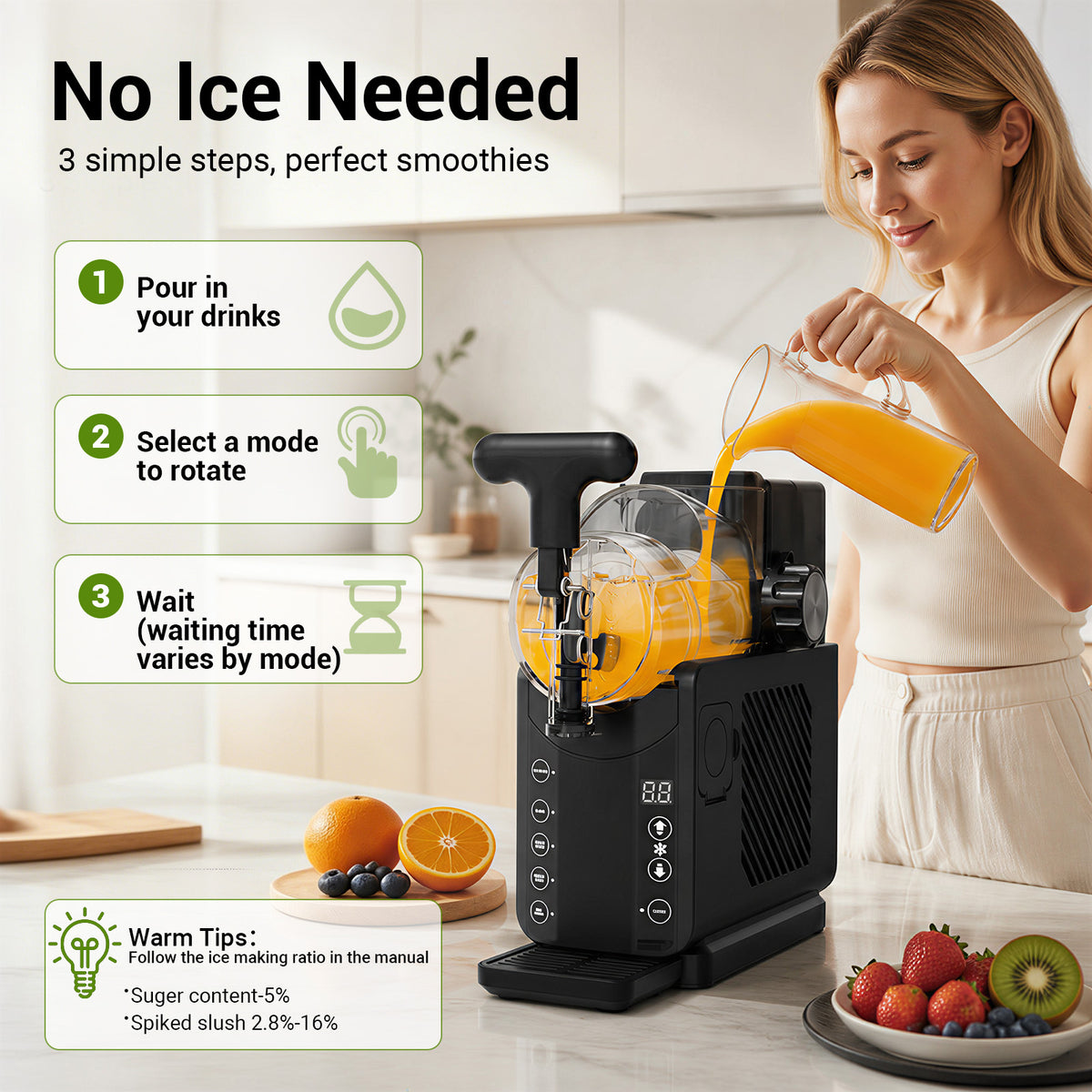 Ecojoy Slushie Machines, 5-in-1 Frozen Drink Maker & Ice Cream Maker with LED Display, Adjustable Hardness, Easy Clean, Large Capacity Slushy Machine