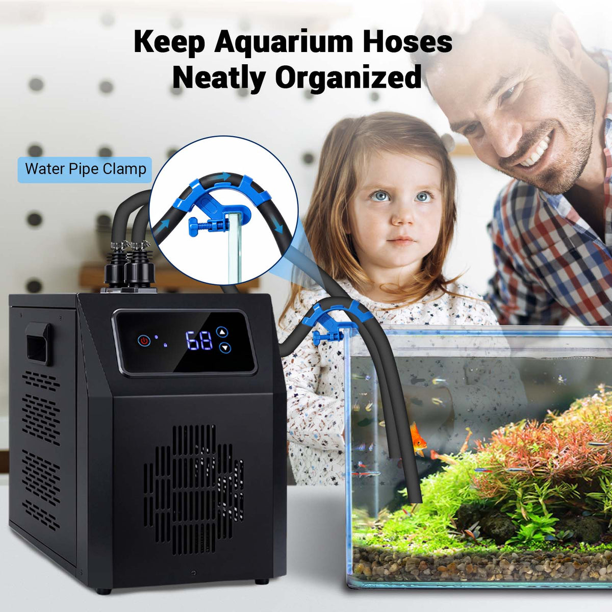 Ecojoy Aquarium Chiller 42 Gal, 1/10 HP Fish Tank Water Chiller Machine Hydroponic Cooling System with Effective Refrigeration Compressor and Upgraded LED display, for Axolotl Jellyfish