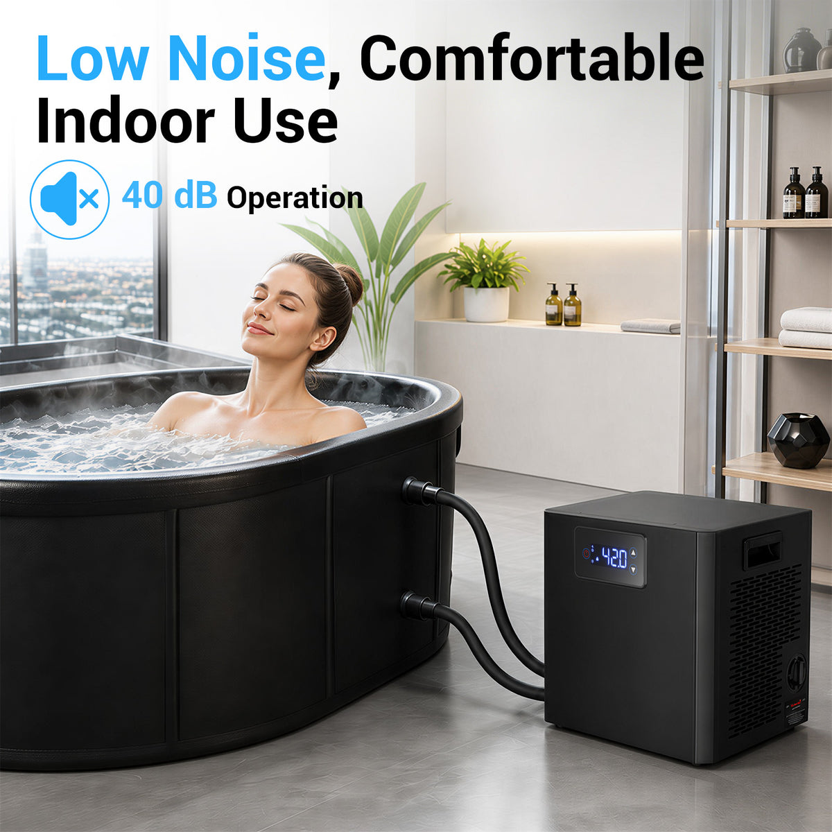 Ecojoy 1/3HP Water Chiller Ice Bath Chiller Cold Plunge Chiller Chiller & Tub with Pod for axolotl,Hydroponic System,ice bath