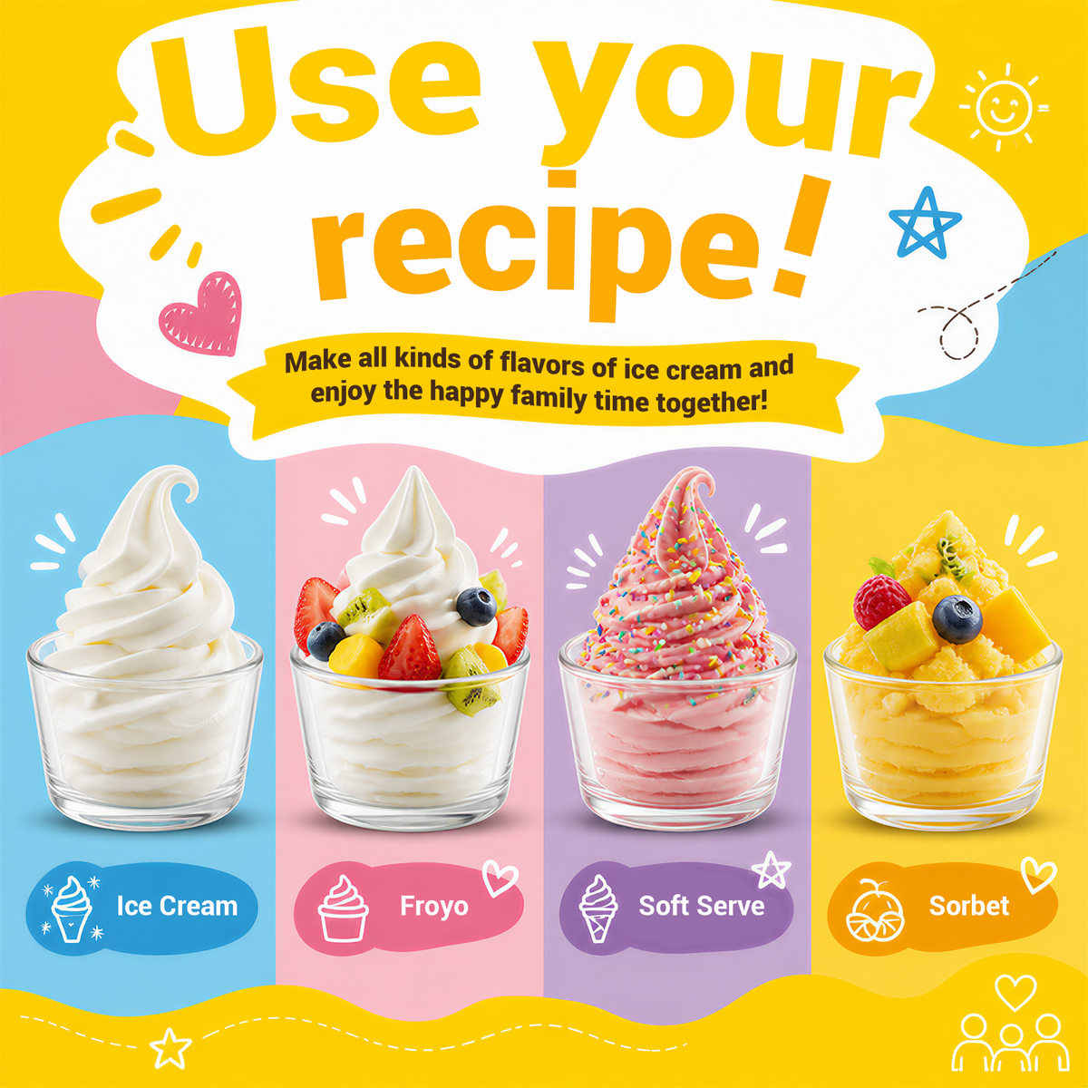 Ecojoy Soft Serve Ice Cream Machine 1.25Qt | No Pre-Freezing Countertop Ice Cream Maker for Home | Built-In Compressor | Adjustable Hardness, LED Display | Frozen Yogurt, Dairy Free