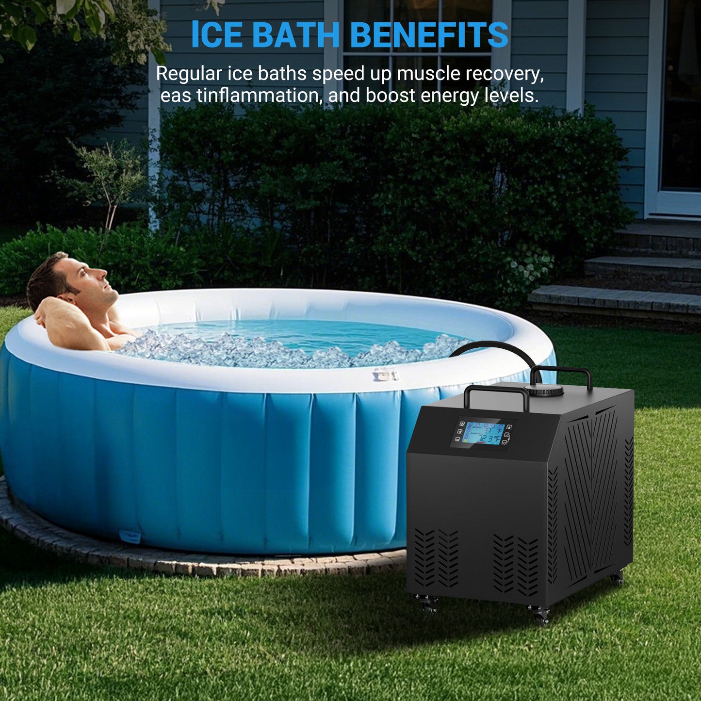 Ecojoy 1HP Fast Cooling Cold Plunge Water Chiller (Ice Bath & Hot Tub) with Smart App for axolotl,Hydroponic System,Ice Bath