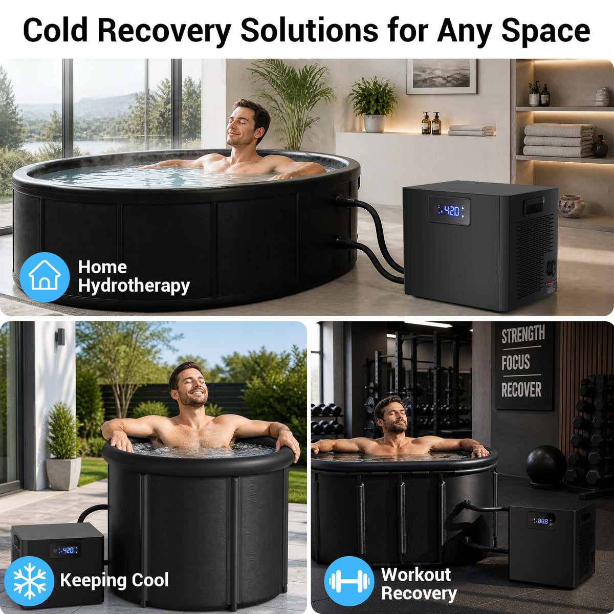 Ecojoy Aquarium Chiller, 1/3 HP Ice Bath Cold Plunge Chiller with Filter and Water Pump, Water Chiller for for Axolotl & Tubs