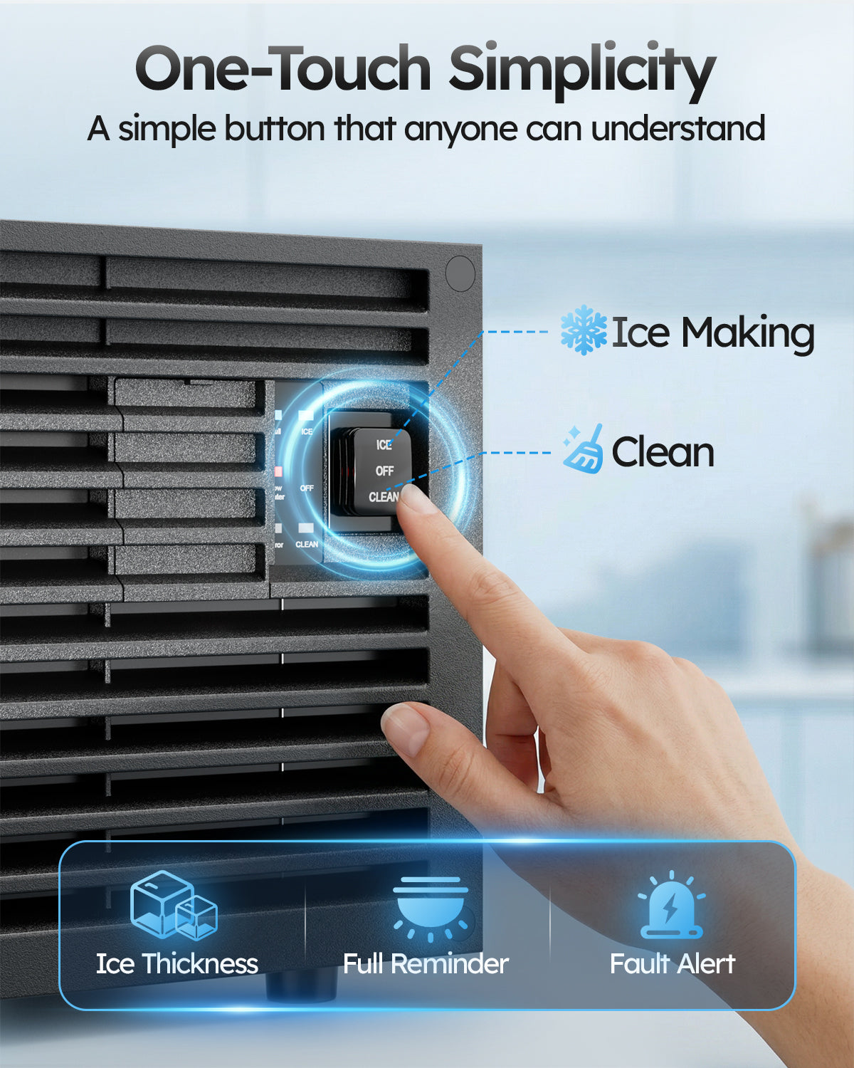 Ecojoy Commercial Ice Maker Machine, 100 lbs/24h with 33 lbs Storage, Built-in/Freestanding/Under Counter, 36 Cubes per Cycle, Stainless Steel Ice Maker with LED Display & Self-Cleaning for Home