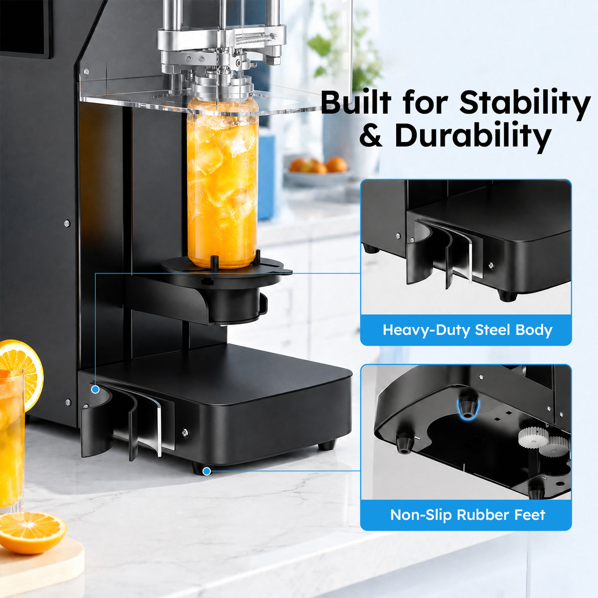 Ecojoy Commercial Soda Can Sealer, Automatic Height Detection, 55 mm 202 Can Sealing Machine, No Cup Pads Required, Adjustable for 45–100 mm (1.77–3.94") Containers, Touchscreen One-Touch Control