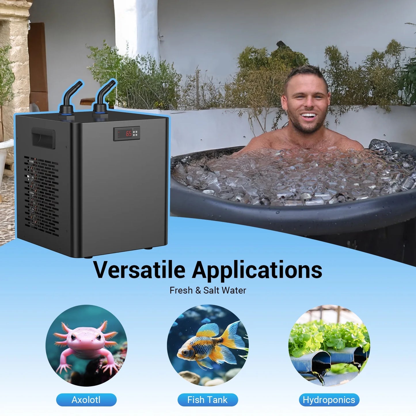 Ecojoy Aquarium Water Chiller 75GAL 1/3HP Fish Tank Chiller, 300L Cooling System with Quiet Design Compressor Refrigeration
