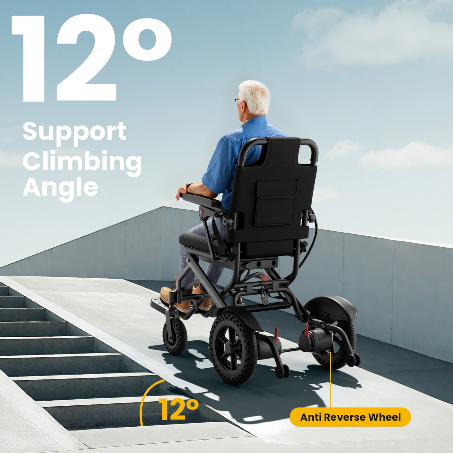 Ultralight 36lbs Foldable Electric Wheelchair - 15mi Range, 400W Silent Motor, Aircraft Aluminum Frame (Senior & Travel Friendly)