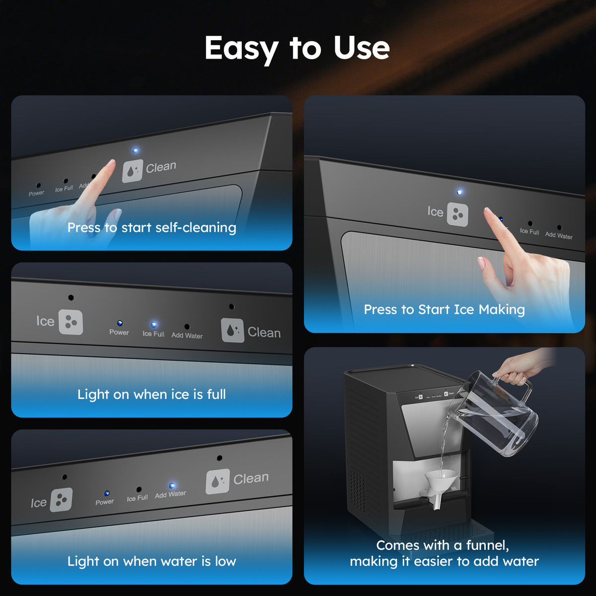 Ecojoy Ball Ice Maker Machine with Self-Cleaning Function - Makes Crystal Clear Ice Balls for Whiskey & Cocktails