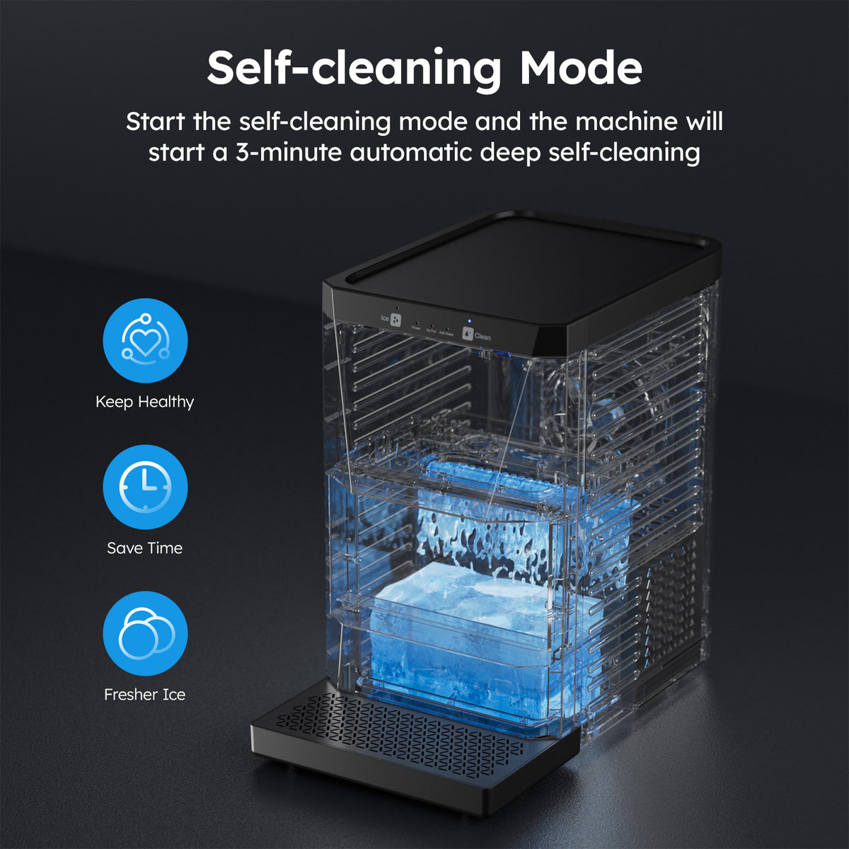 Ecojoy Ball Ice Maker Machine with Self-Cleaning Function - Makes Crystal Clear Ice Balls for Whiskey & Cocktails