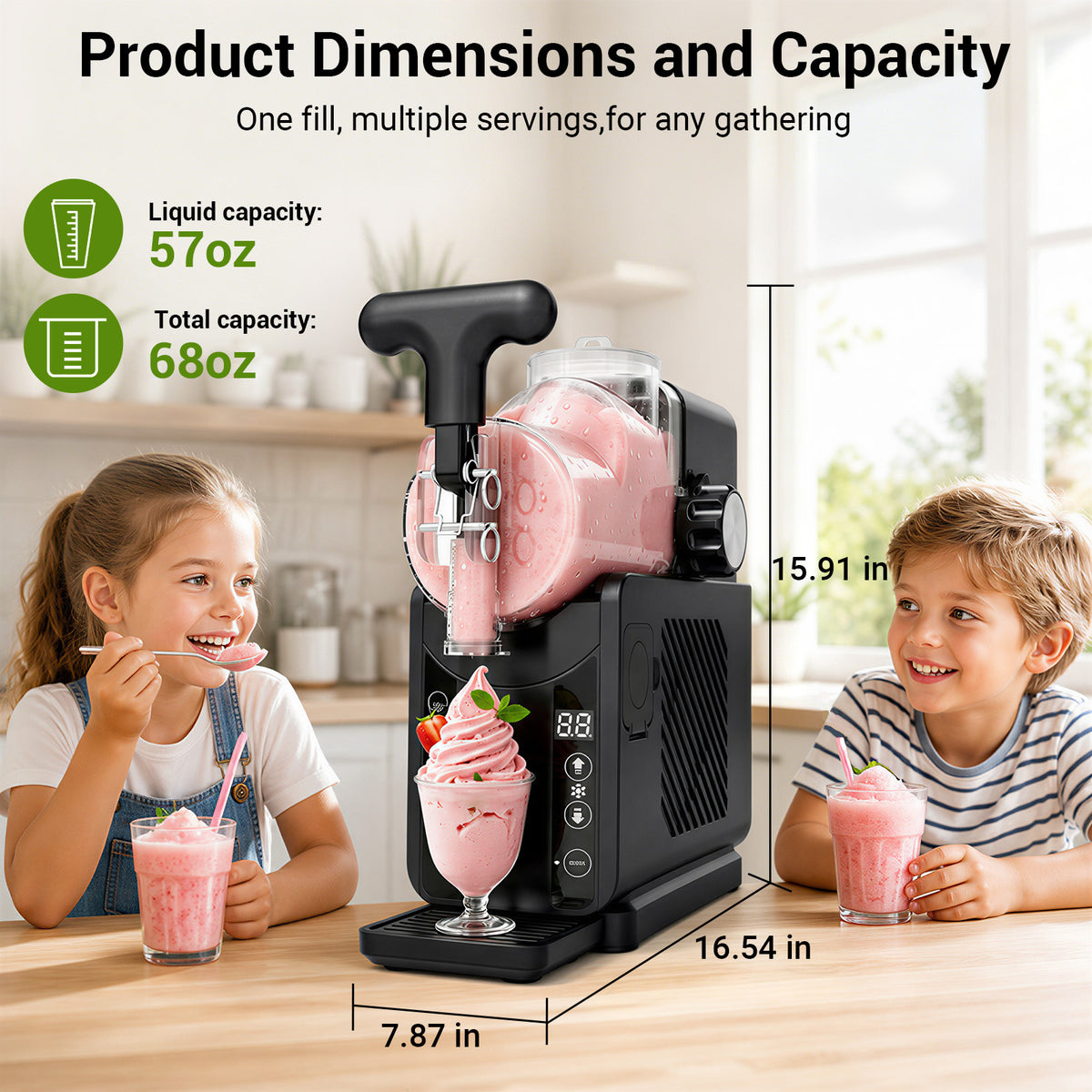 Ecojoy Slushie Machines, 5-in-1 Frozen Drink Maker & Ice Cream Maker with LED Display, Adjustable Hardness, Easy Clean, Large Capacity Slushy Machine