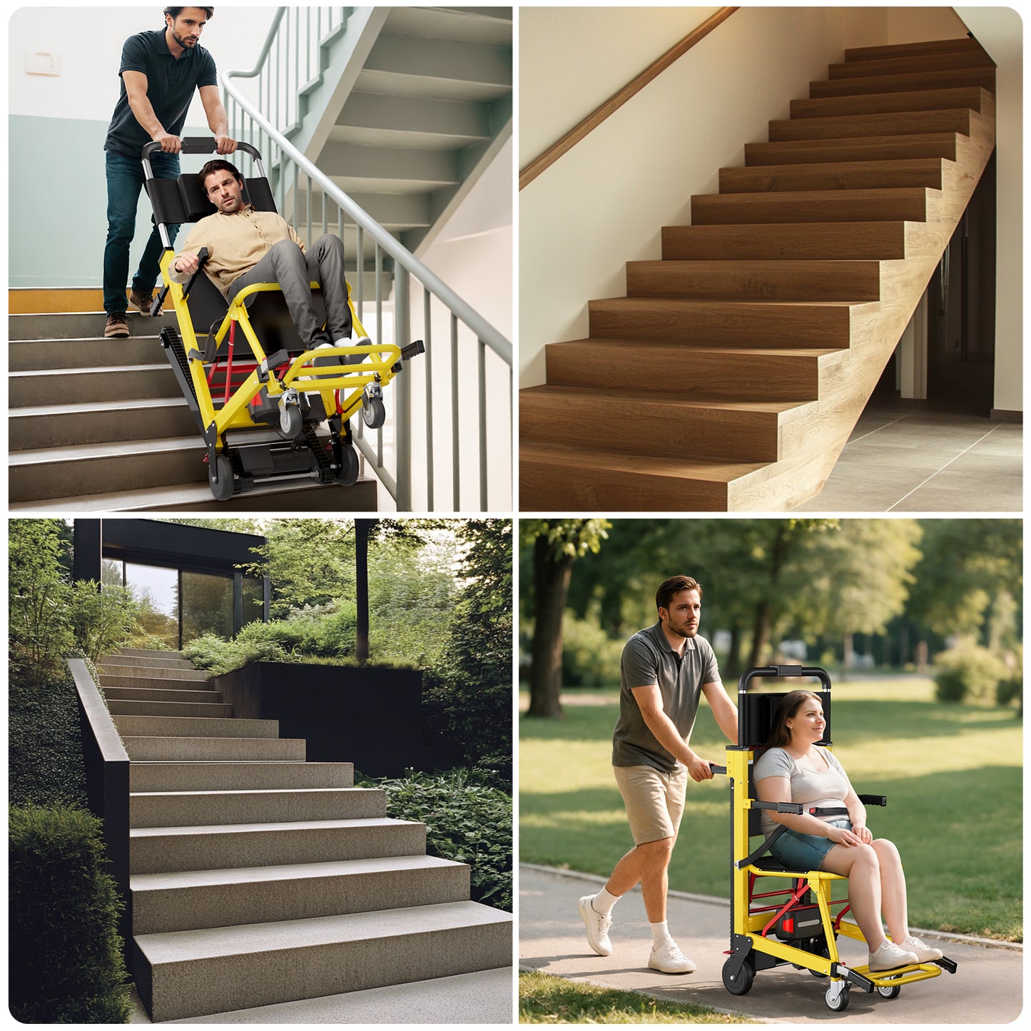 Ecojoy Portable Electric Chair - Stair Climbing, Track Stair Chair Electric Wheelchair, Yellow, 440lb Limit