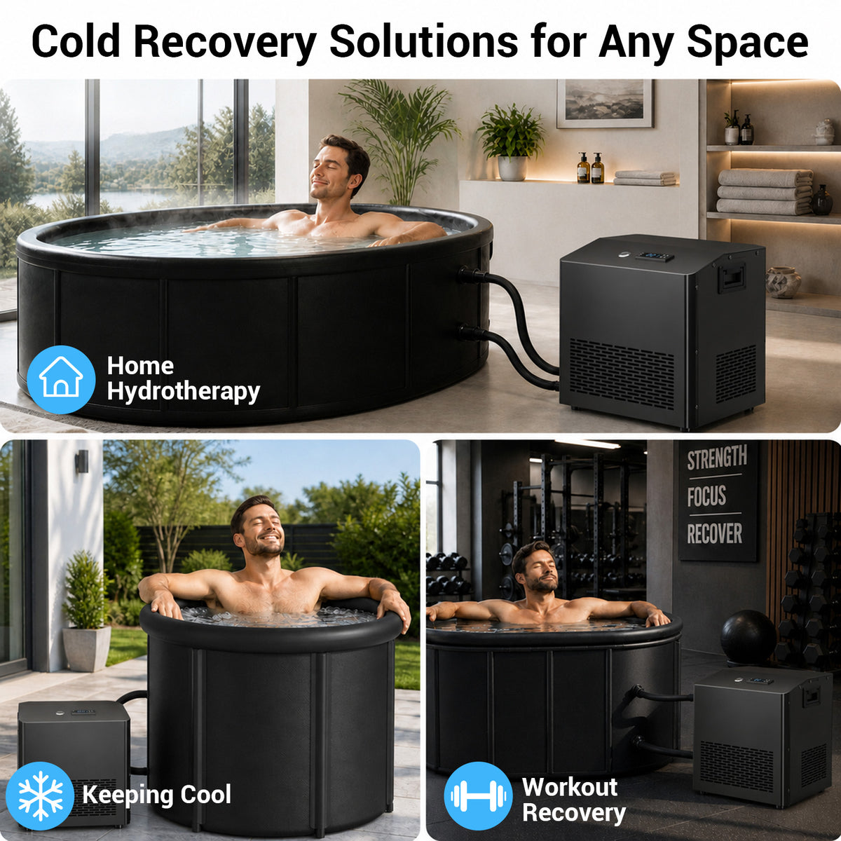 Ecojoy 1/2 HP Cold Plunge Chiller for Ice Bath Tub | Smart WiFi Control, Built-in Water Pump, Quiet Operation, Fast Cooling & Cold Therapy Recovery