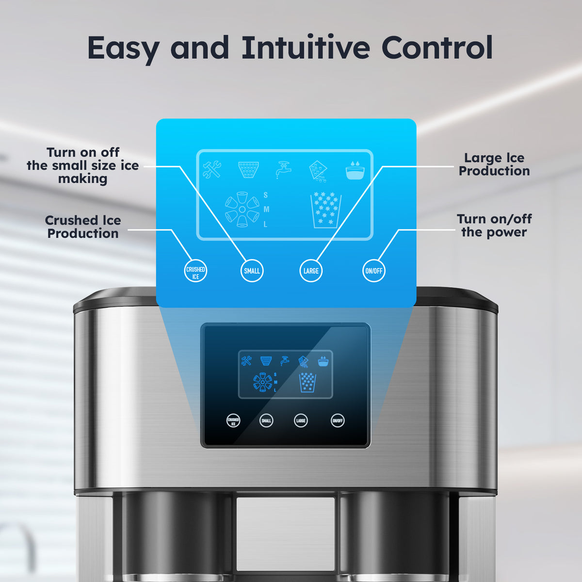 Ecojoy 3 in 1 Water Dispenser with Ice Maker Countertop, Bullet Ice, Crushed Ice, Water Cooler, 33Lbs/24H, 12 Ice Cube/6Min, Self-cleaning, 4Lbs Ice Storage, Home, Kitchen, Party, RV