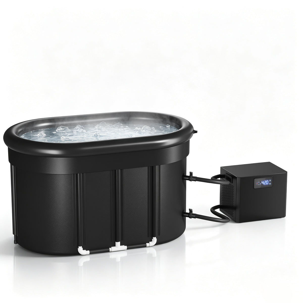 Ecojoy Oval Ice Bath Chiller & Cold Plunge Tub Kit, 1/3HP Cold Plunge Chiller with Built-in Pump & Filter, Upgraded XXL 148Gal Ice Pod, Cold Plunge Tub with Water Chiller for Cold Therapy Recovery
