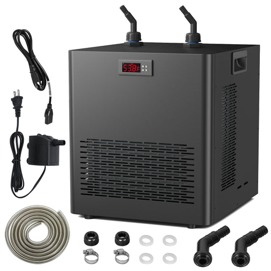 Ecojoy 1/2 HP Aquarium Chiller, 132 Gallon Ice Bath Water Chiller for Cold Plunge (45°F ~ 89°F), Fish Tank Chiller with Pump and Quiet Design Compressor