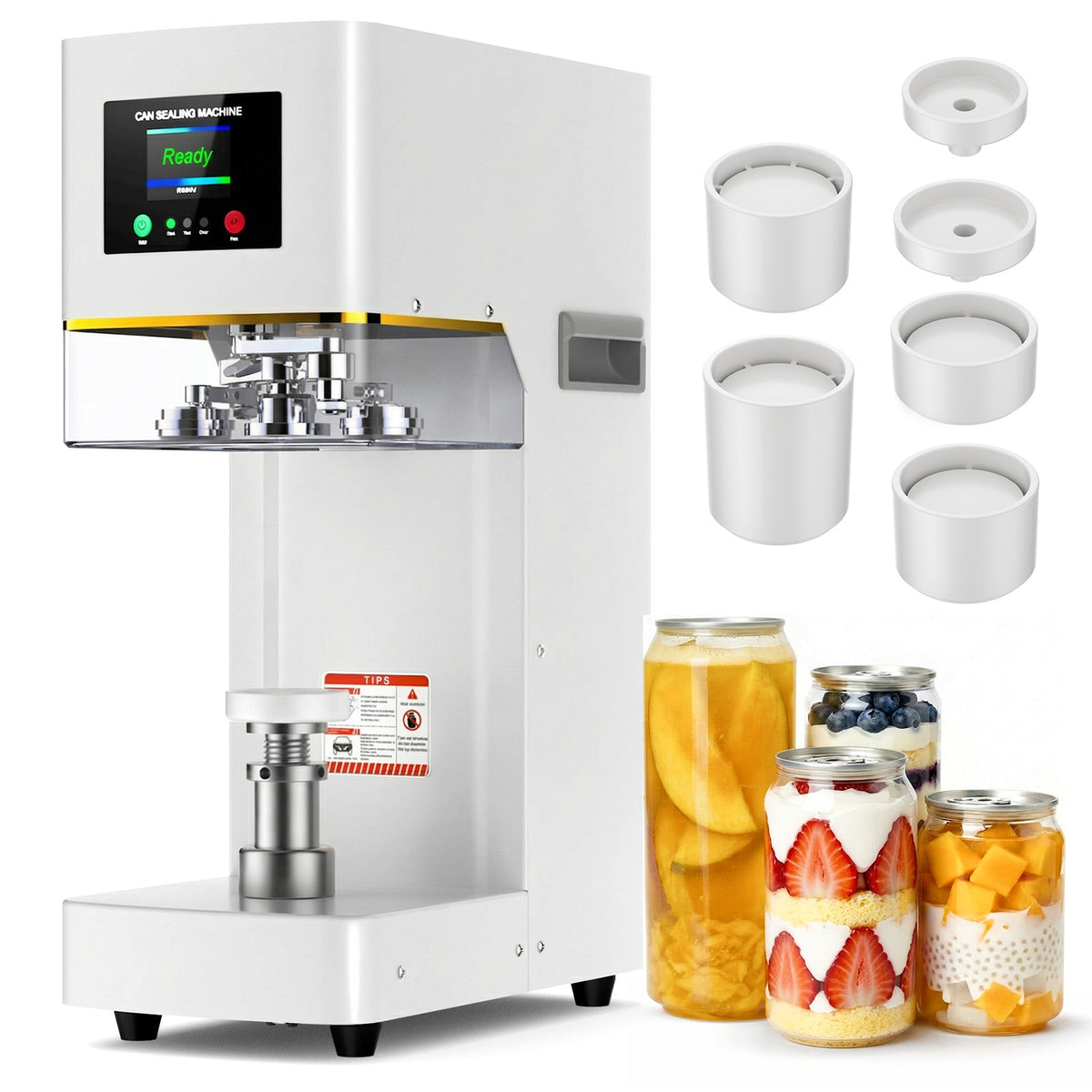 Ecojoy Commercial Can Sealer Machine for Drinks, Automatic Beverage Can Sealing Machine with 360° Seam Technology & Auto Lift System, Heavy-Duty Soda Sealer for Aluminum & Plastic Cans, White