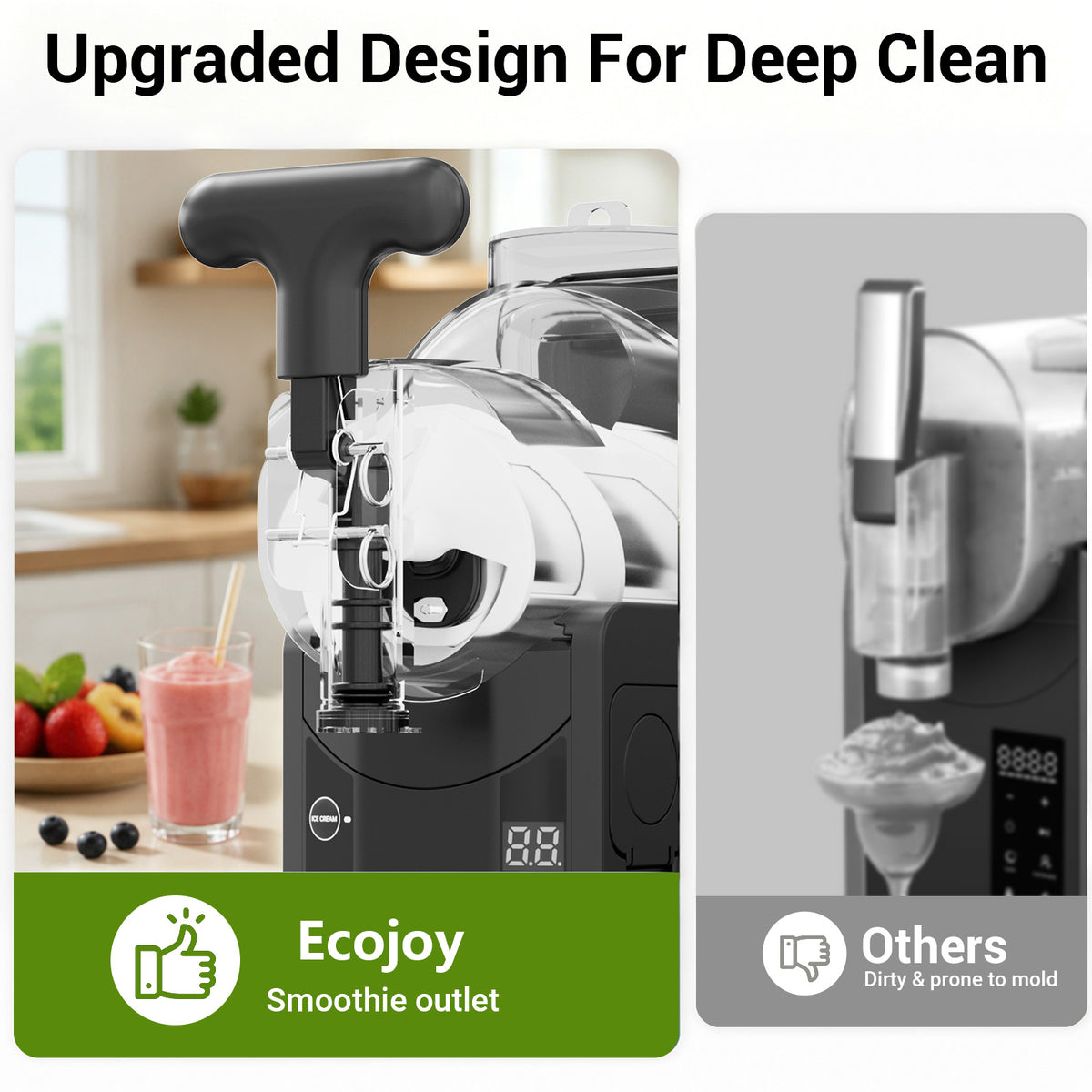 Ecojoy Slushie Machines, 5-in-1 Frozen Drink Maker & Ice Cream Maker with LED Display, Adjustable Hardness, Easy Clean, Large Capacity Slushy Machine