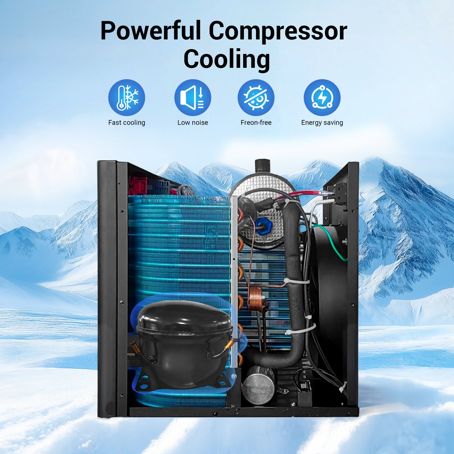 Ecojoy 1/2 HP Aquarium Chiller, 132 Gallon Ice Bath Water Chiller for Cold Plunge (45°F ~ 89°F), Fish Tank Chiller with Pump and Quiet Design Compressor