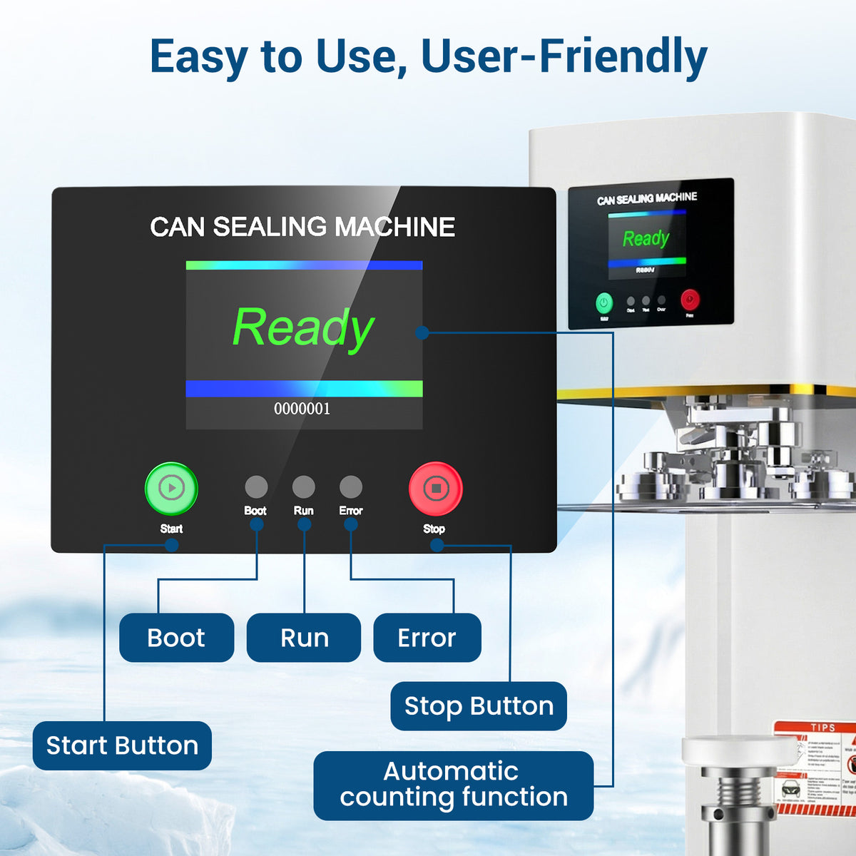 Ecojoy Commercial Can Sealer Machine for Drinks, Automatic Beverage Can Sealing Machine with 360° Seam Technology & Auto Lift System, Heavy-Duty Soda Sealer for Aluminum & Plastic Cans, White
