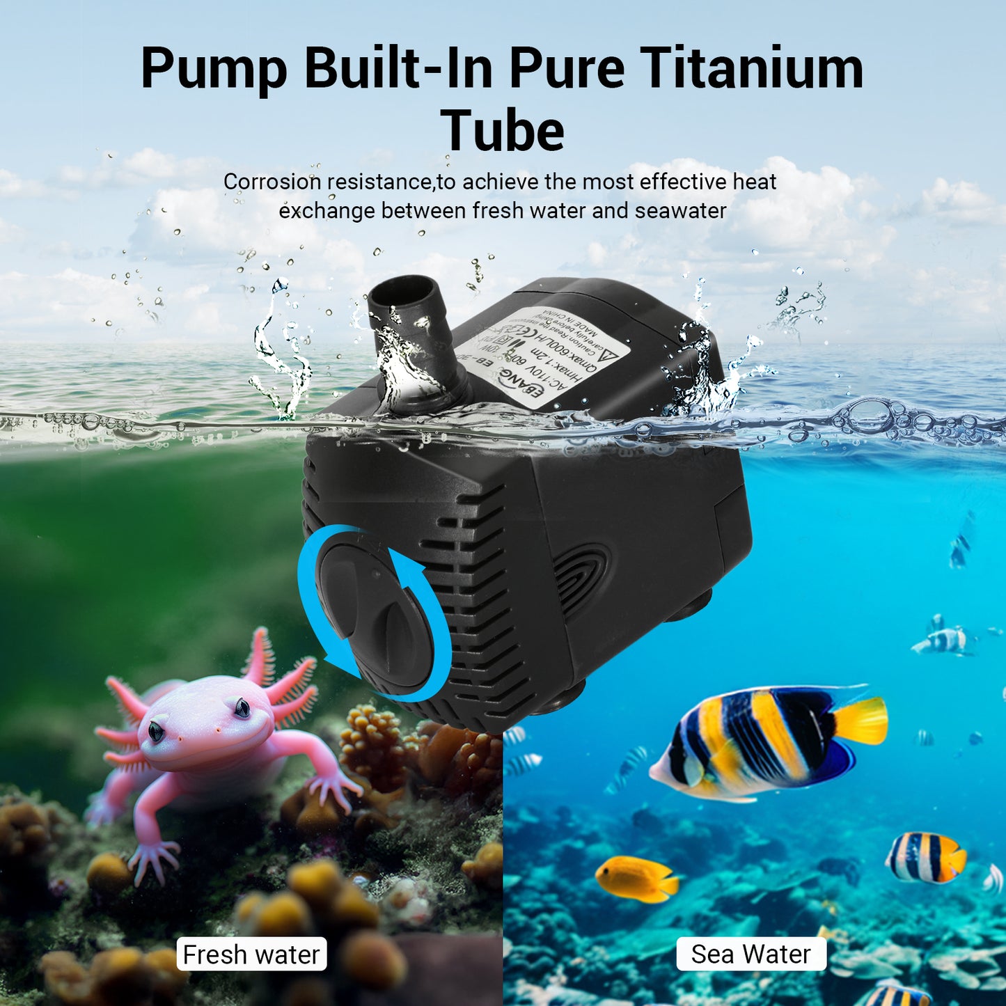 Ecojoy 1/2 HP Aquarium Chiller, 132 Gallon Ice Bath Water Chiller for Cold Plunge (45°F ~ 89°F), Fish Tank Chiller with Pump and Quiet Design Compressor