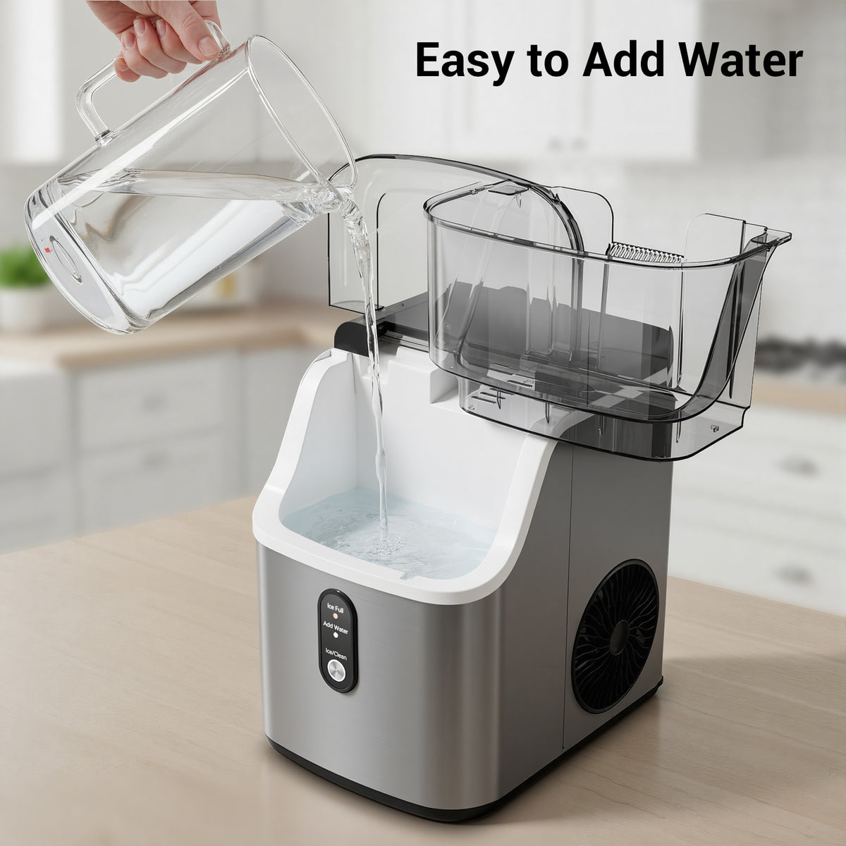 Ecojoy Countertop Chewable Nugget Ice Maker with 33lbs Daily Output, Quiet Operation & Portable Design for Home/Office Use