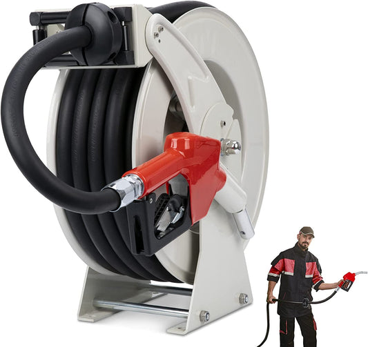 Retractable Diesel Fuel Hose Reel 1 x 50' with Fueling Nozzle for Tru –  Ecojoy