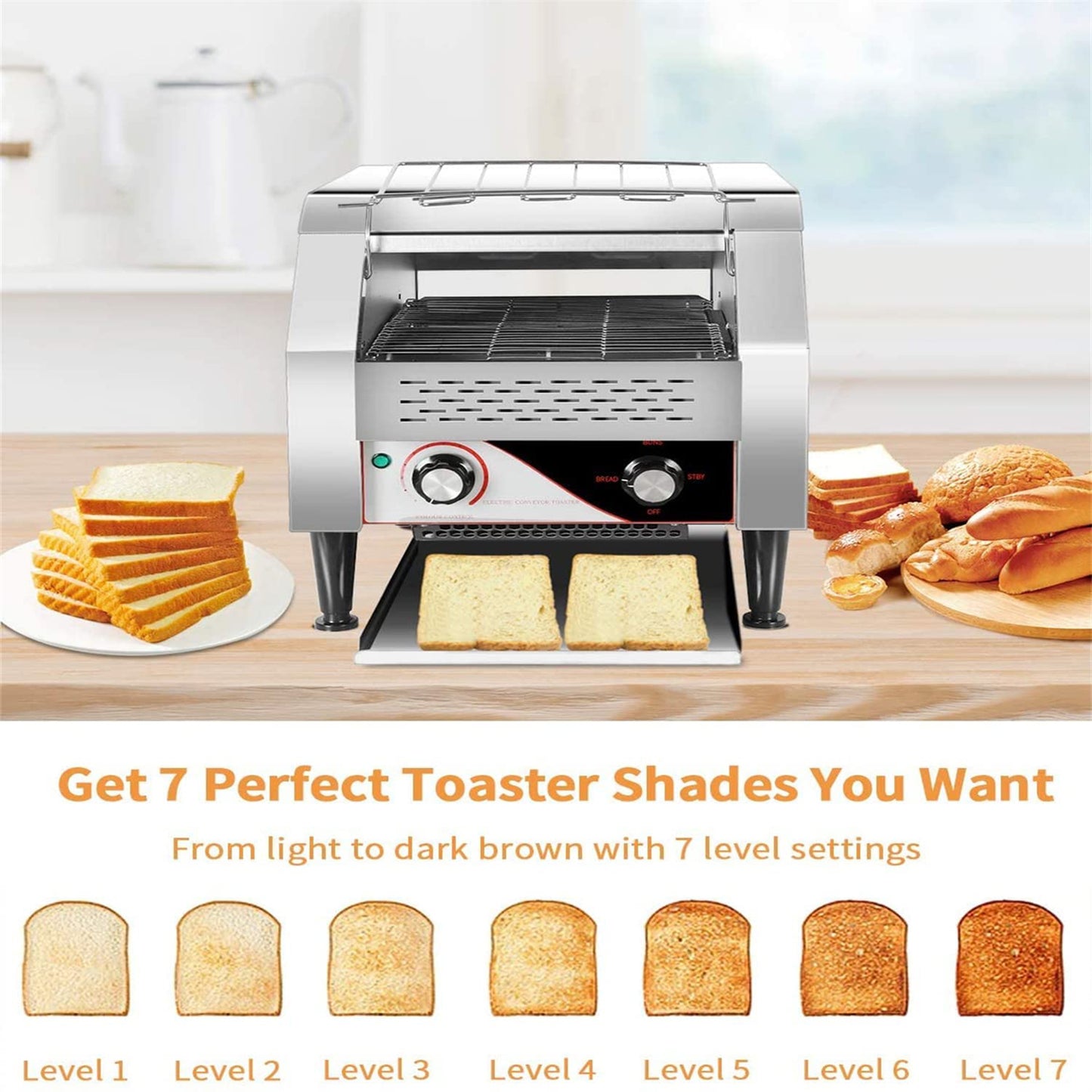 Commercial Countertop Conveyor Toaster Toasting Bread Bagels 300 Slices Per Hour