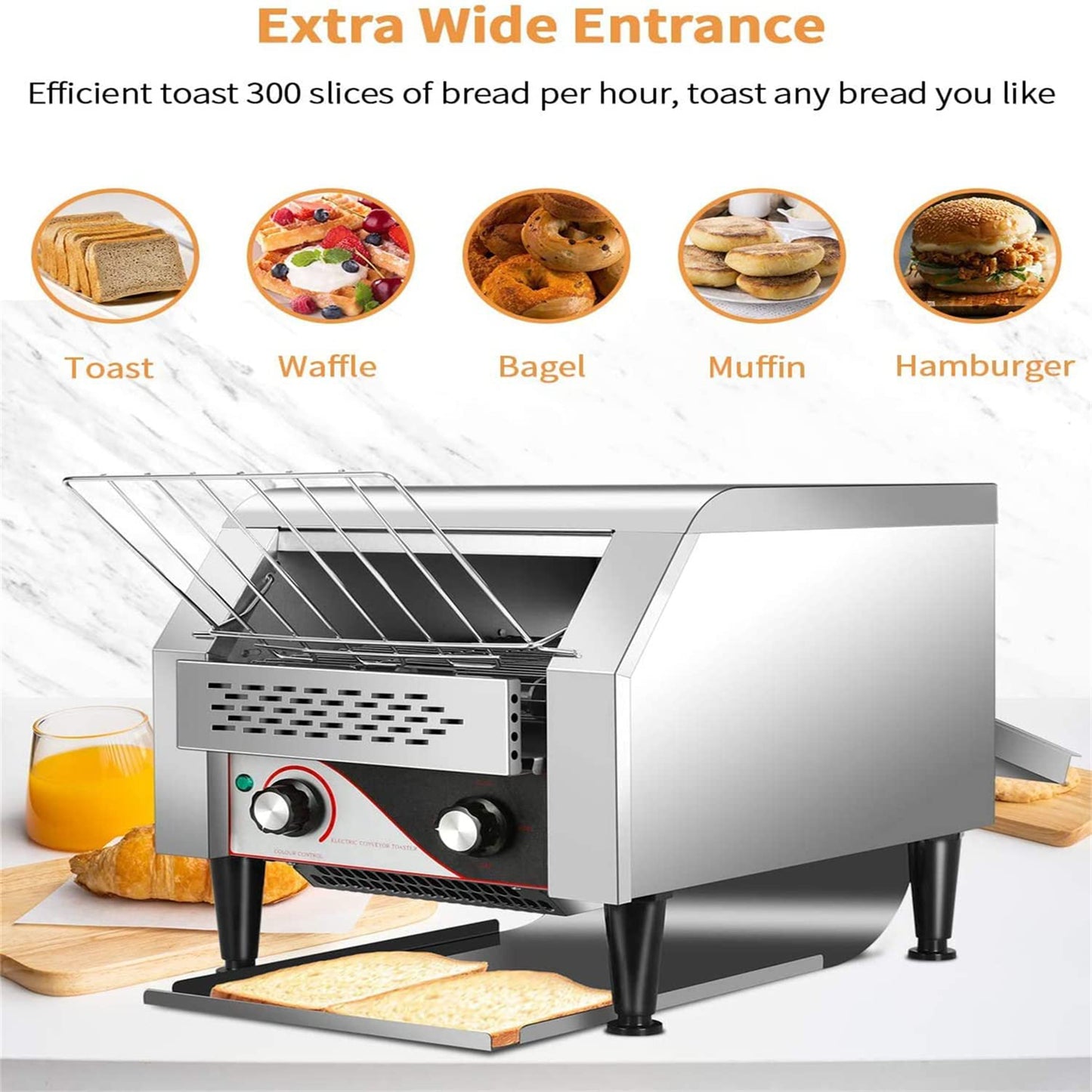 Commercial Countertop Conveyor Toaster Toasting Bread Bagels 300 Slices Per Hour