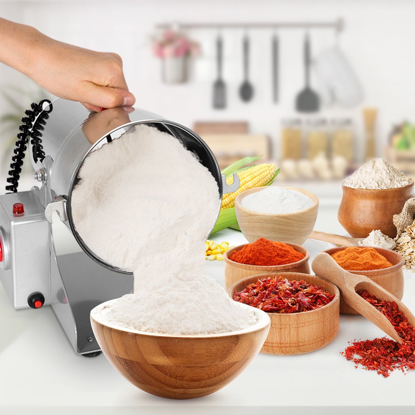 1000g Electric Grain Mill Grinder 2800W Commercial Spice Grinder
