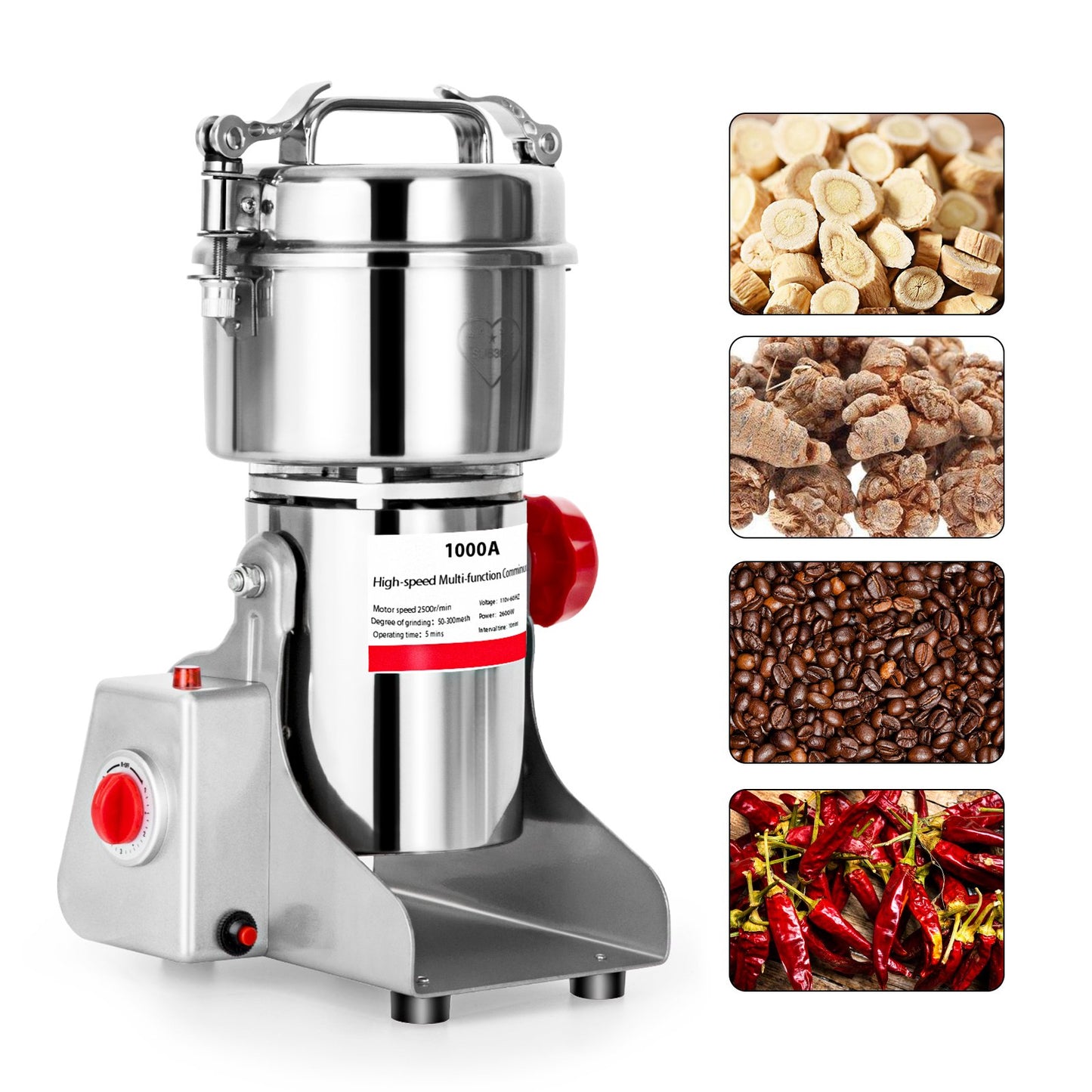 1000g Electric Grain Mills Grinder 2800W Commercial Spice Grinder Powder  Machine